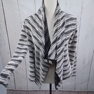 Eddie Bauer Womens Cardigan Open Front Black&White